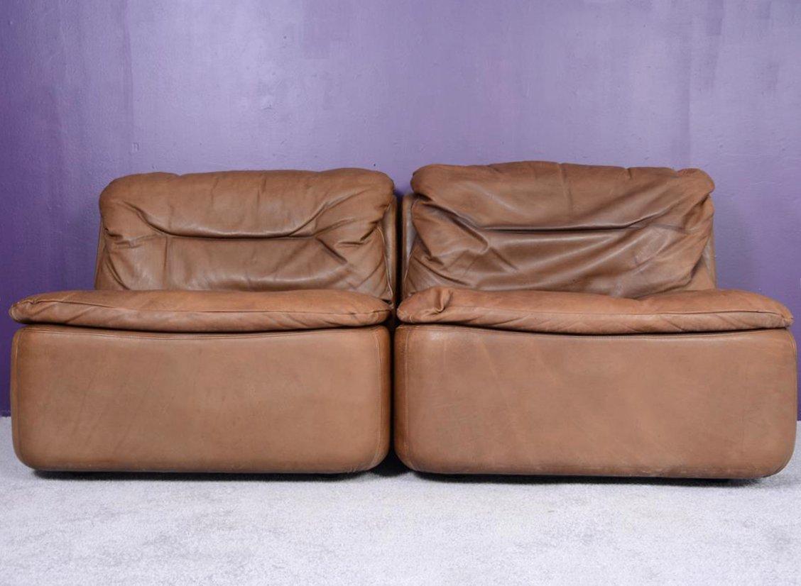 2 CHAUFFEUSES KNOLL PAR FRIEDRICH HILL - Leather - 1970s