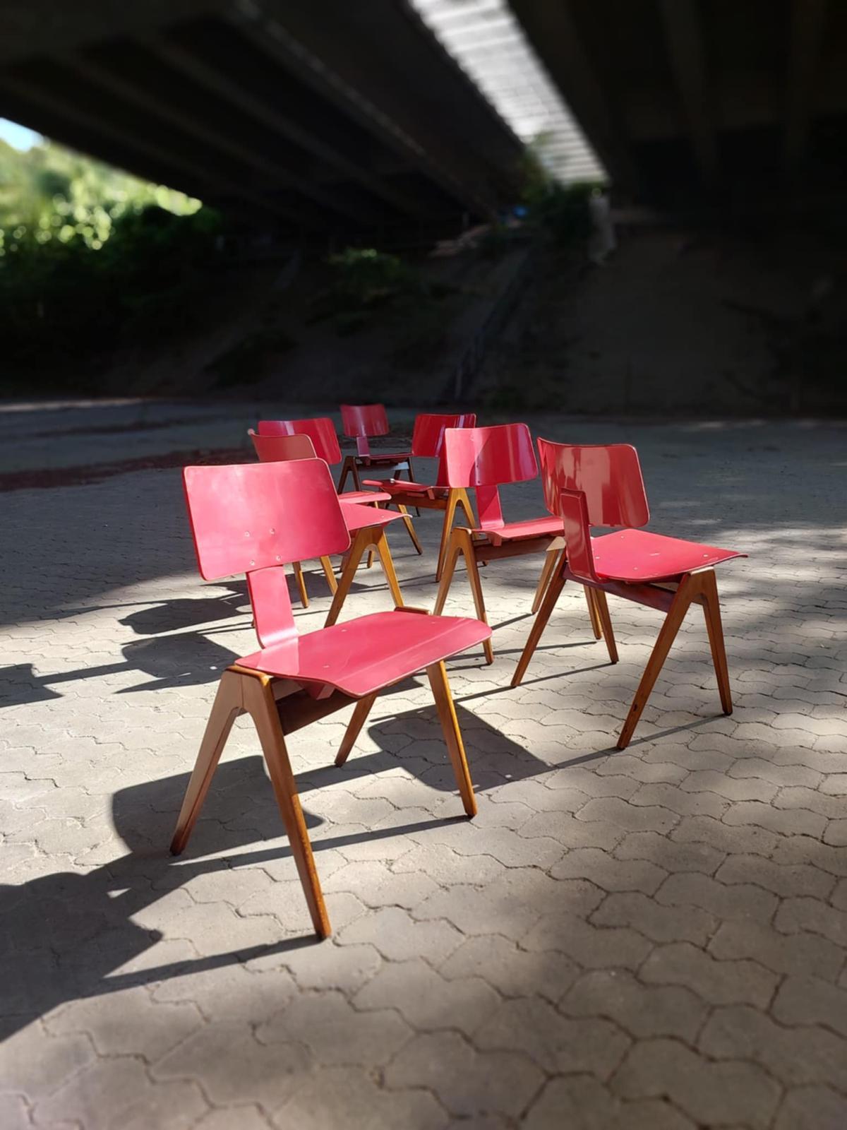 6x Chaises Hillstak - Robin Day pour Hille - 1950
