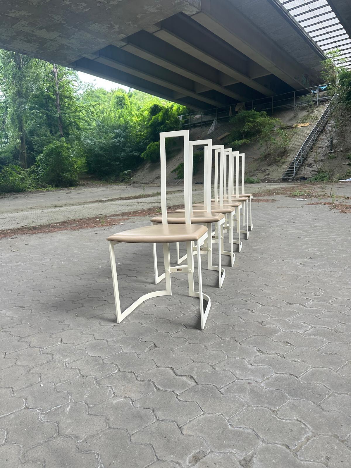6x Modernist Side Chair-Thema Italy - Métal - Années 80