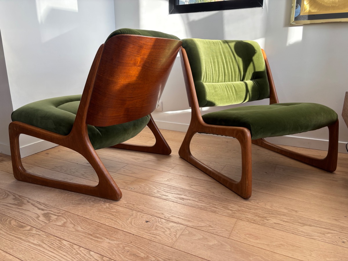 Paire de chauffeuses Bauman - Wood - 1960s