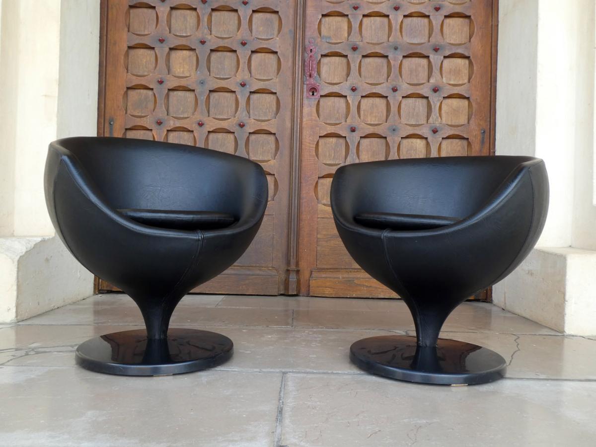 Paire de fauteuils "Luna" de Pierre Guariche pour Meurop, 1960 - Plastique - Années 60