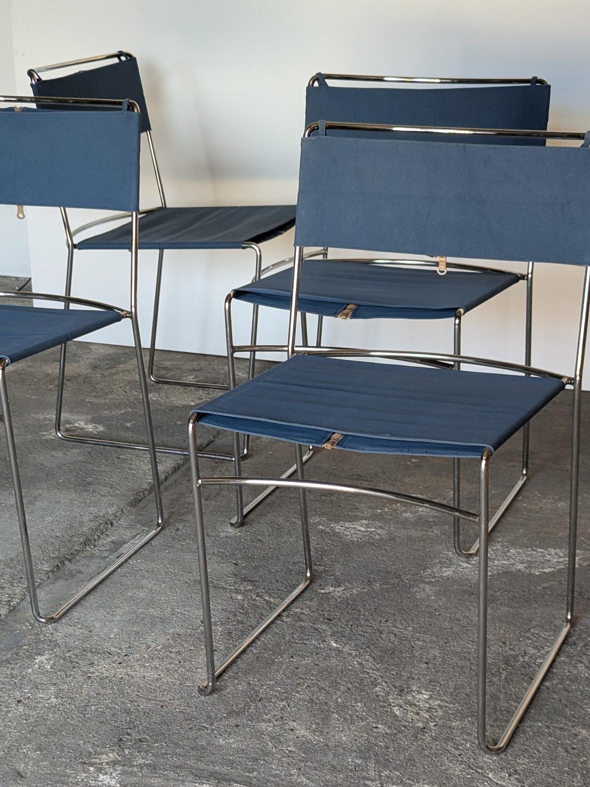 4 chaises design italien 1960 - Chrome - Années 60