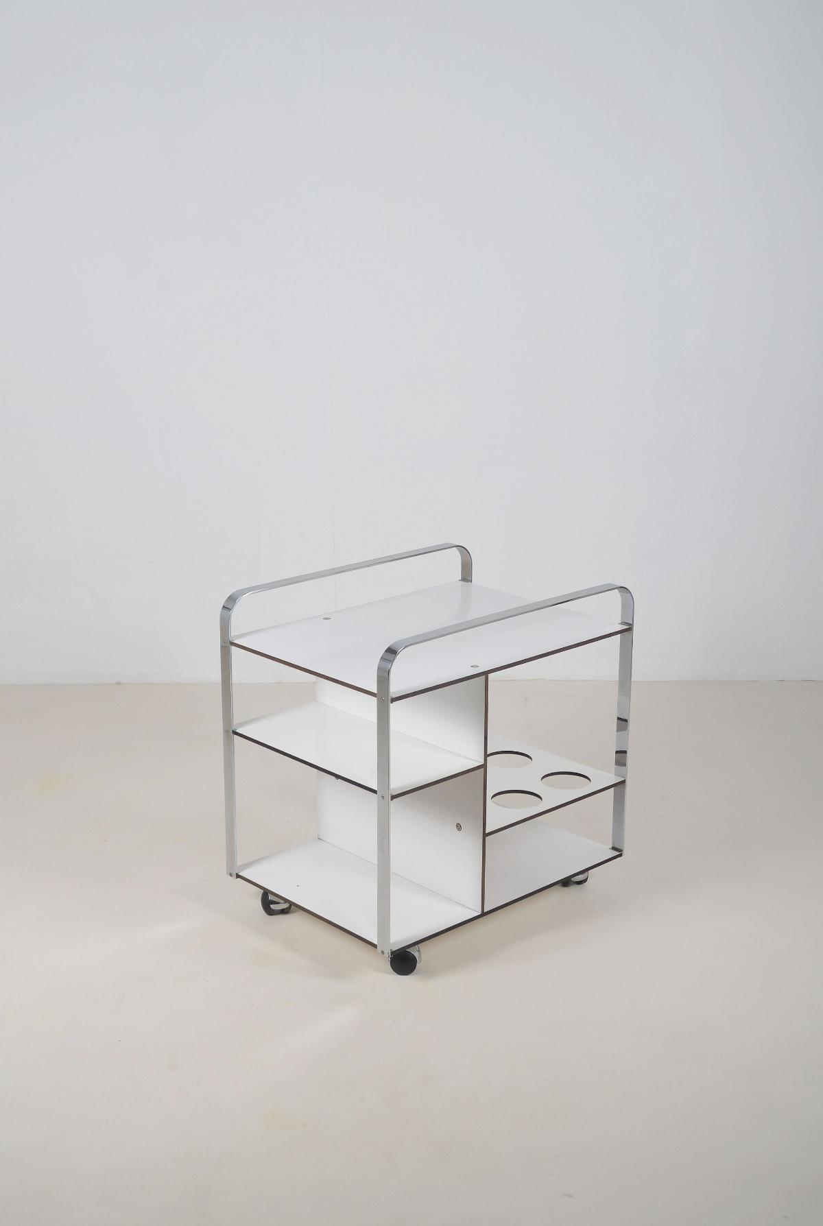 Italian postmodern serving trolley with sleek design, 1980s - Bois - Années 80