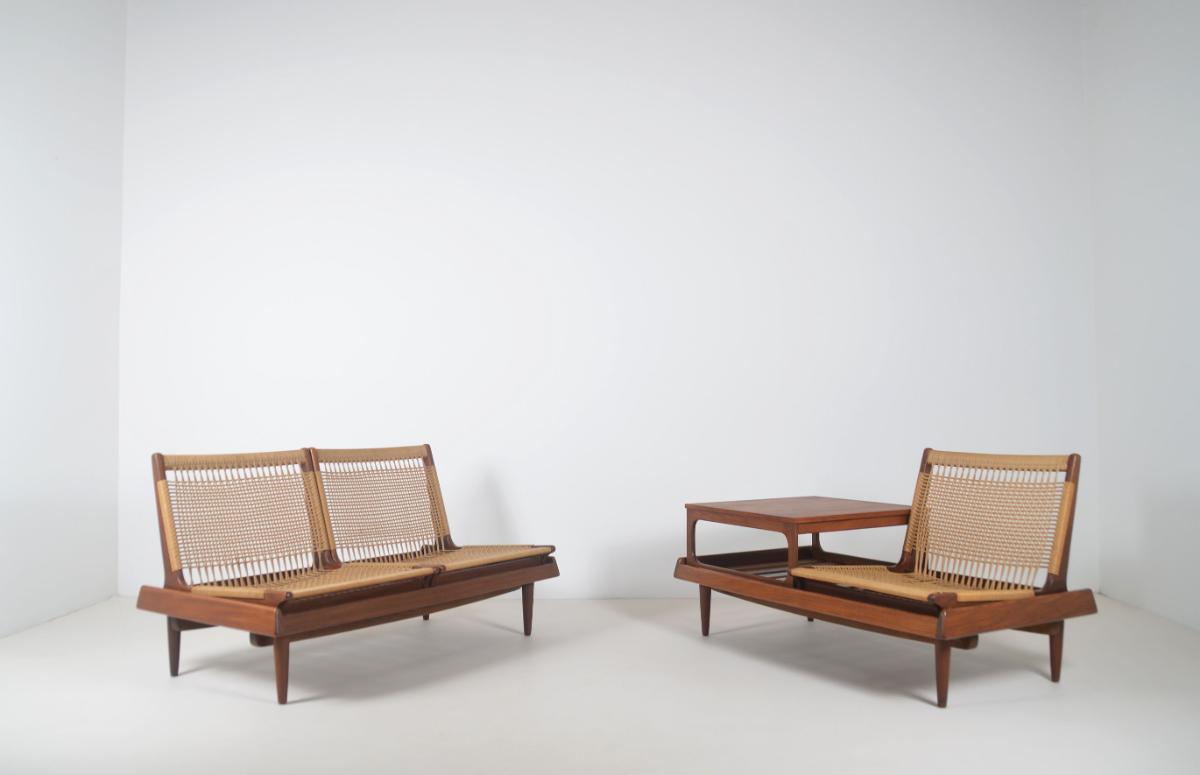 Set of Danish armchairs TV161 designed by Hans Olsen for Bramin, 1950s - Bois - Années 50