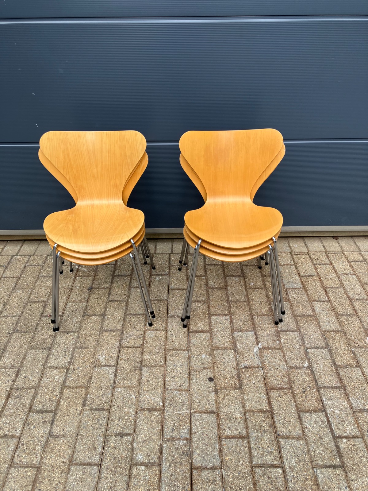 6x chaises Butterfly Fritz Hansen (Séries 7) en bois natural