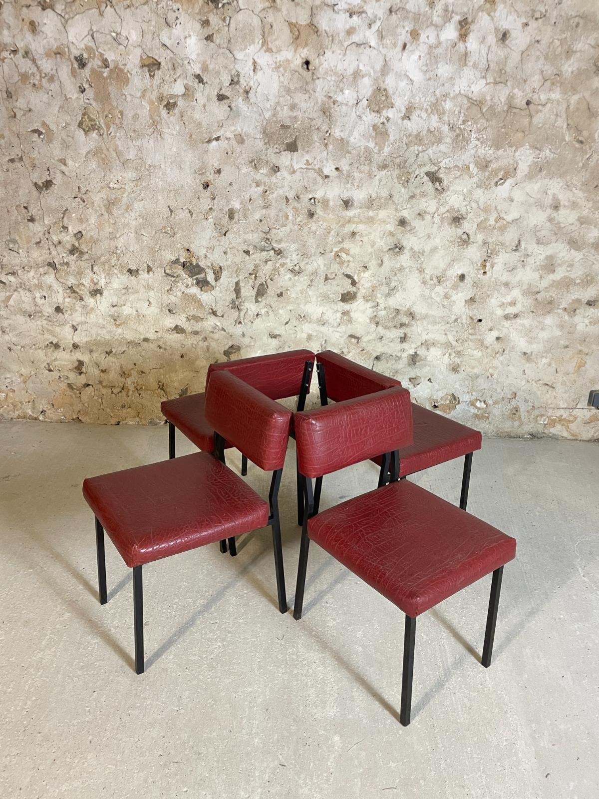 Lot de 4 chaises vintage - Métal - Années 50