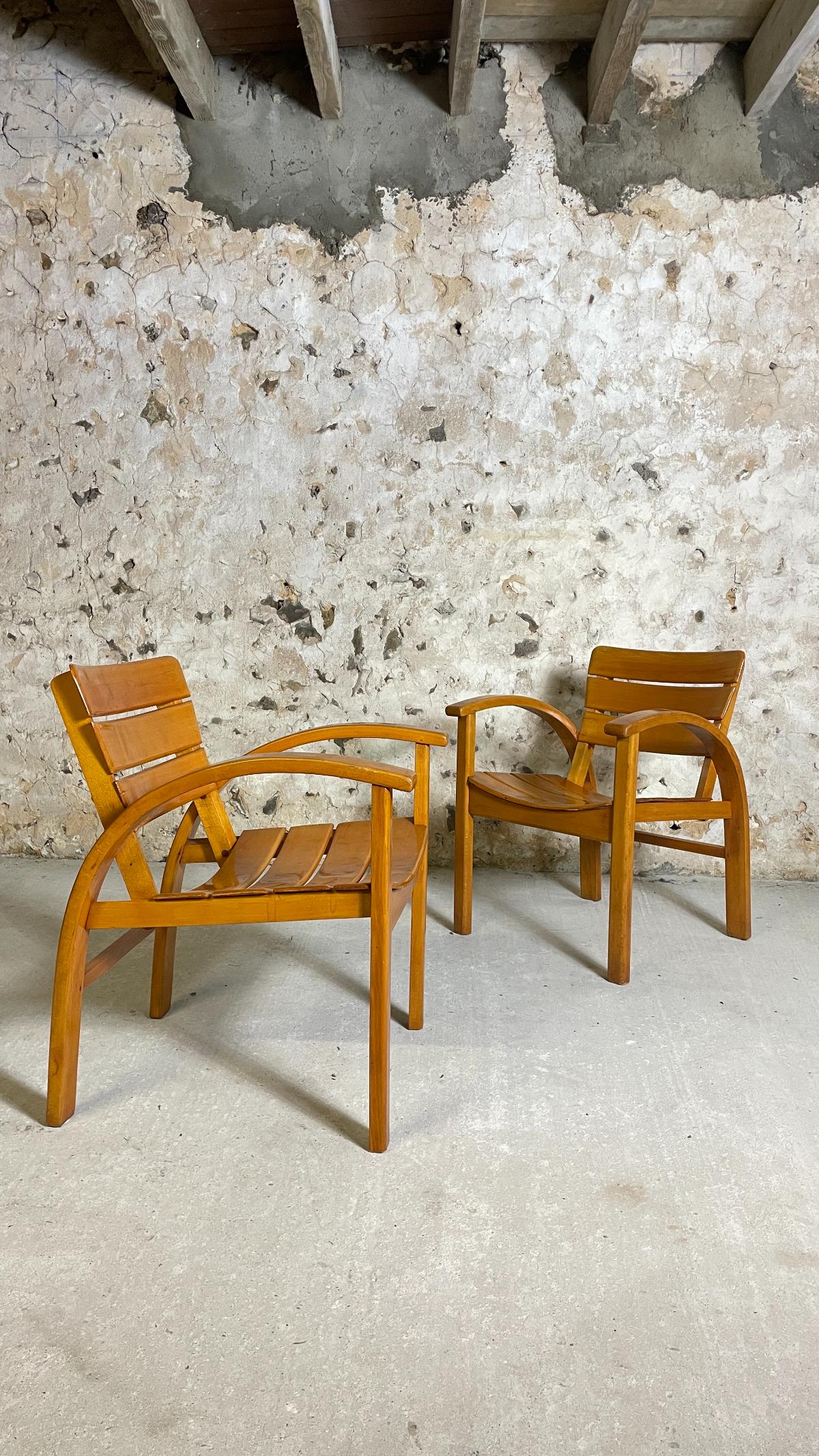 Fauteuils hêtre - Bois - Années 60