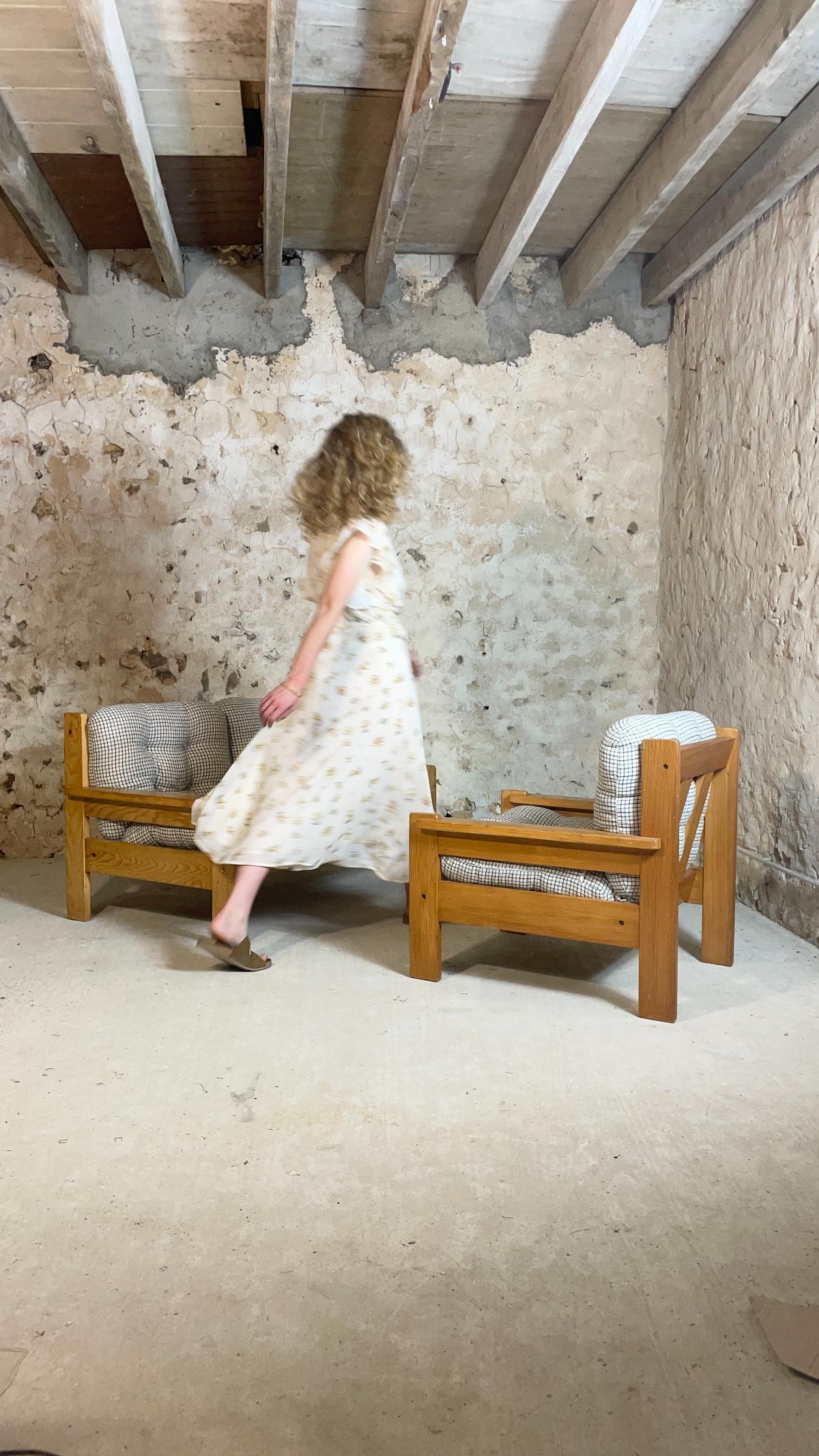 Canapé deux places - Wood - 1970s