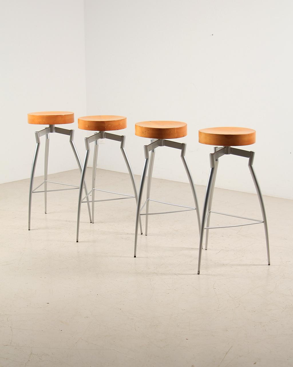 4 tabouret de bar ZEUS - Métal - Années 80