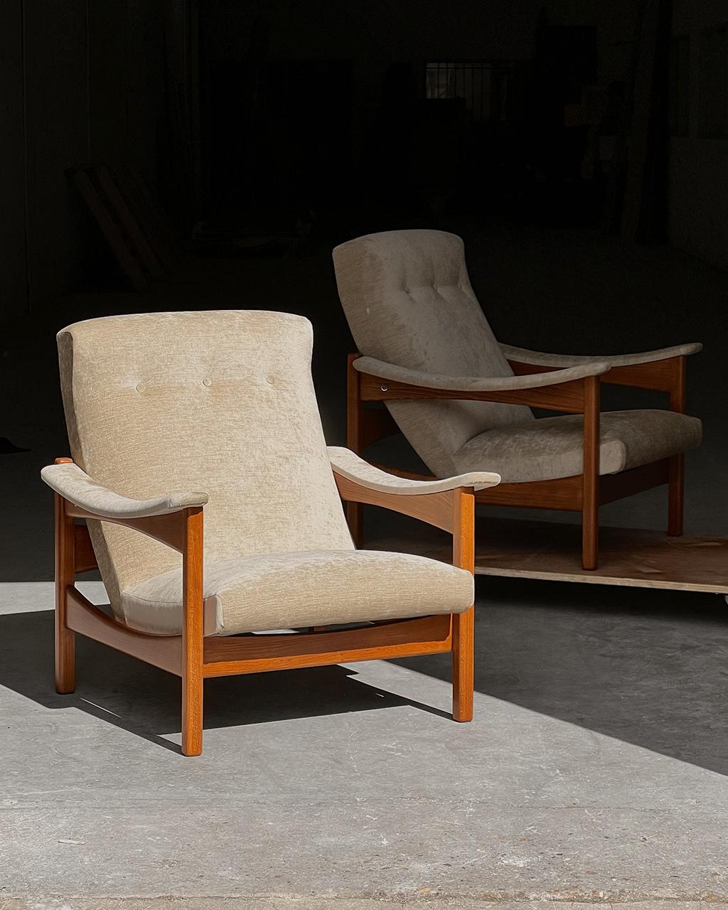 2 Fauteuils Drakkar Steiner - Tissu - Années 50