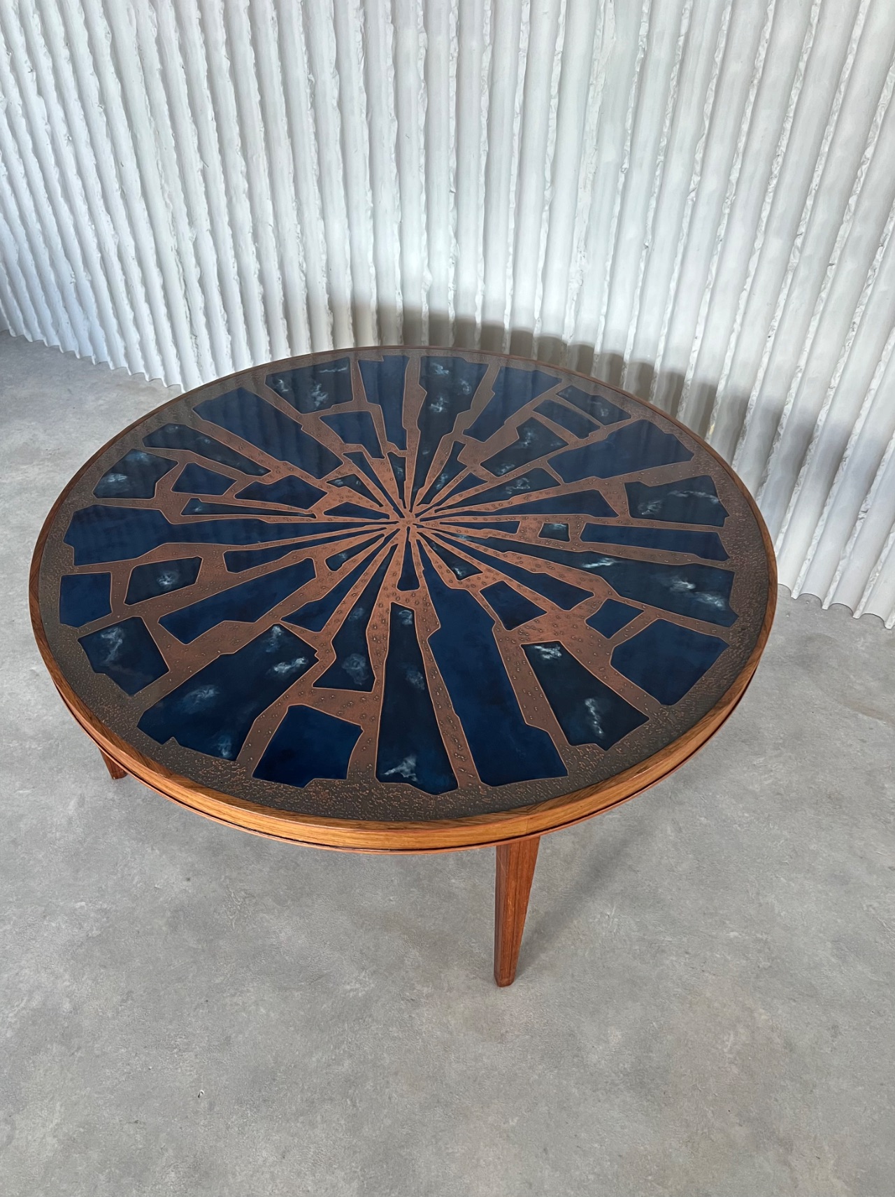 Rare enemal & copper coffee table