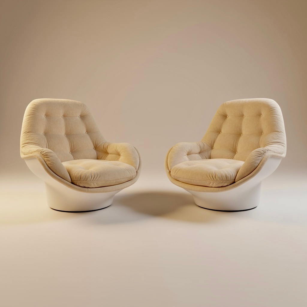 2 Fauteuils AIrborne Karaté pivotants - Fibre de verre - Années 70