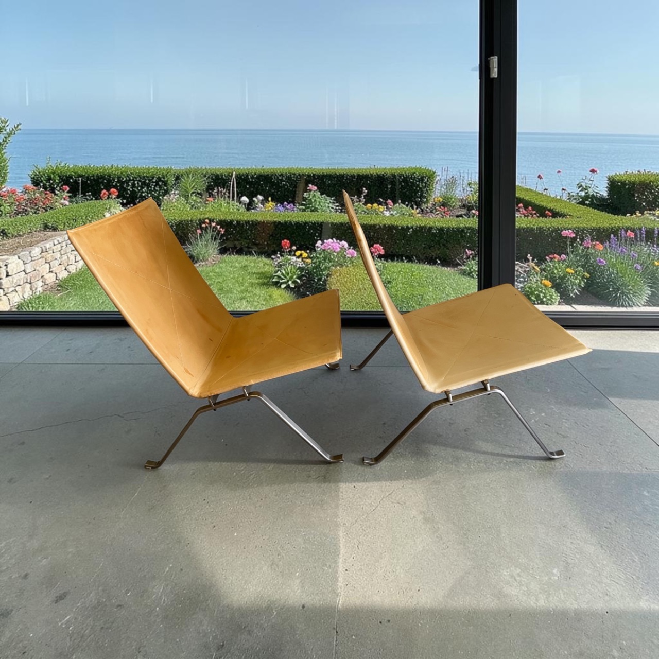 Pair of Poul Kjærholm PK22 chairs from Fritz Hansen - Metal - 1950s
