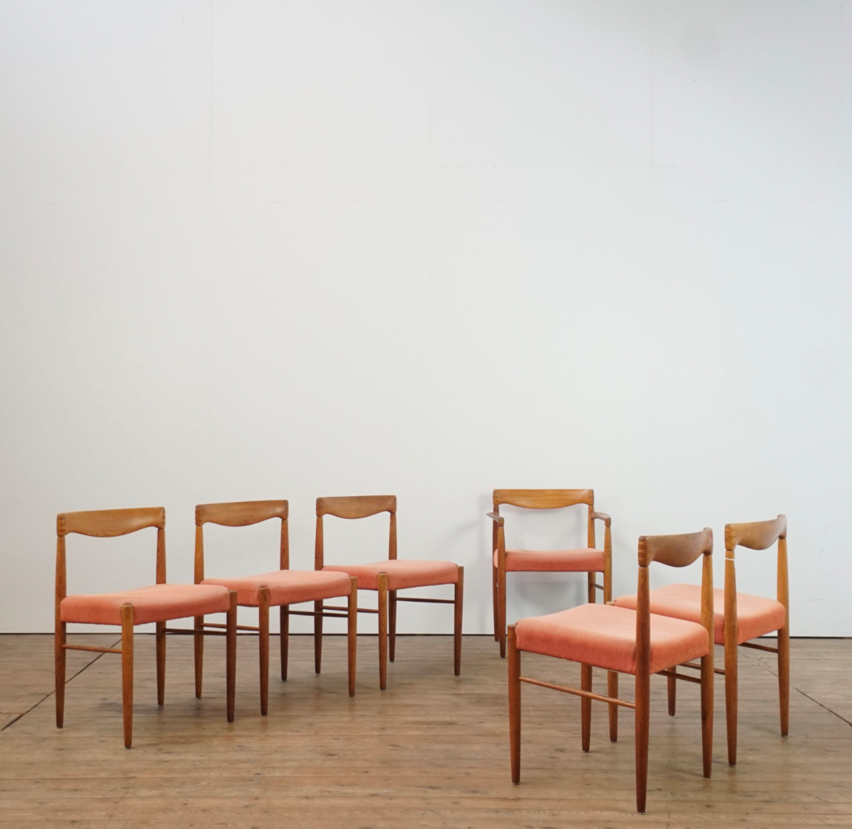 Set of 6 HW Klein dining chairs in oak for Bramin - Bois - Années 60